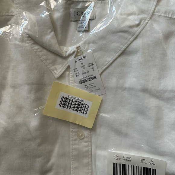 J Crew Classic White linen Short-Sleeve Button-Down Shirt - White 3x new NWT - Picture 6 of 8